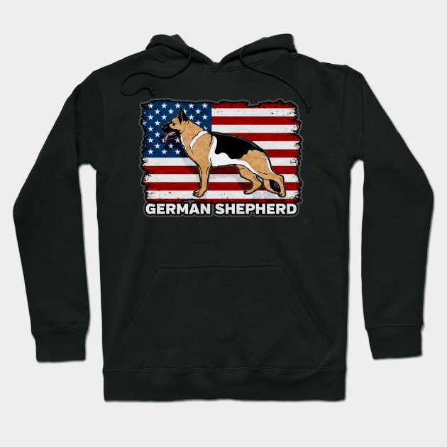 German Shepherd Dog American Flag Hoodie by RadStar